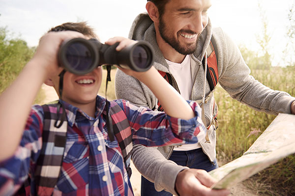Kid with binoculars